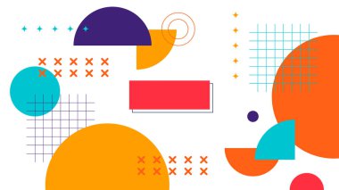 Geometrik şekilli vektör renkli memphis tasarım arka planı