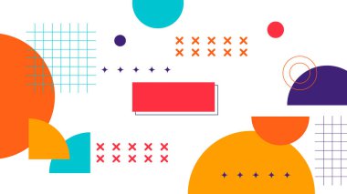 Vektör soyut memphis geometrik biçimli renkli arkaplan