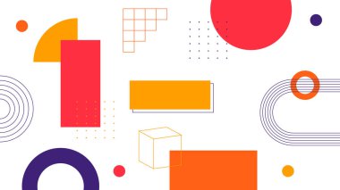 Modern Memphis renkli geometrik arkaplan vektörü çizimi