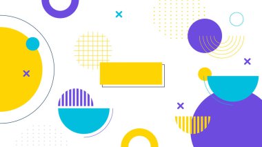 Renkli renkli vektör düz geometrik memphis arkaplanı