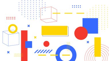 Renkli renkli vektör çizimi düz tasarım soyut arkaplan geometrik memphis