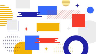 Modern Memphis renkli geometrik arkaplan vektörü çizimi