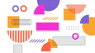 Vektör soyut memphis geometrik biçimli renkli arkaplan