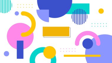 Renkli renkli vektör çizimi düz tasarım soyut arkaplan geometrik memphis