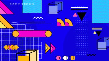 Modern memphis sarı ve pembe geometrik arkaplan vektörü çizimi