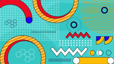 Vektör modern memphis hipster renkli arkaplan