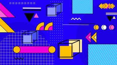 Geometrik şekilli sarı vektör ve pembemsi tasarım arkaplanı