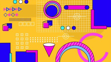 Vector modern memphis hipster sarı ve pembe arka plan