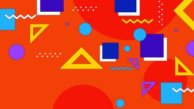 Renkli renkli vektör düz geometrik memphis arkaplanı