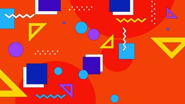 Modern Memphis renkli geometrik arkaplan vektörü çizimi