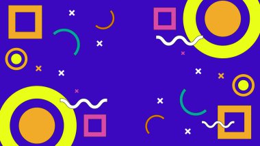 Vektör soyut düz renkli geometrik memphis hipster arka planı şekillendirir