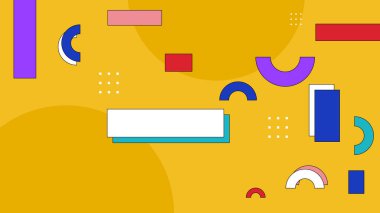 Modern Memphis renkli geometrik arkaplan vektörü çizimi