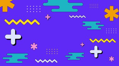 Renkli renkli vektör çizimi düz tasarım soyut arkaplan geometrik memphis