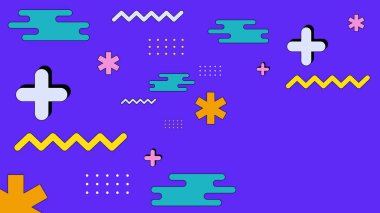 Renkli renkli Memphis hipster geometrik arka planı