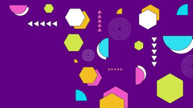 Vektör soyut memphis geometrik biçimli renkli arkaplan