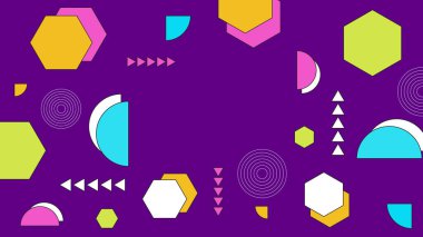 Renkli renkli vektör memphis geometrik arkaplan ve şekiller