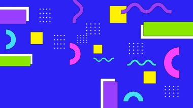 Vektör soyut düz renkli geometrik memphis hipster arka planı şekillendirir