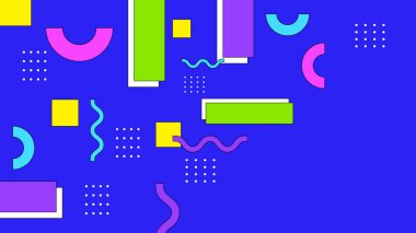 Renkli renkli vektör çizimi düz tasarım soyut arkaplan geometrik memphis