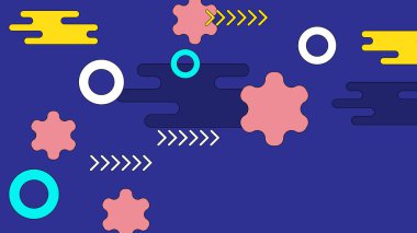 Renkli renkli vektör memphis geometrik arkaplan ve şekiller