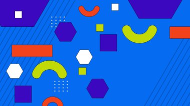 Vektör soyut memphis geometrik biçimli renkli arkaplan