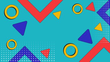 Renkli renkli vektör memphis geometrik arkaplan ve şekiller