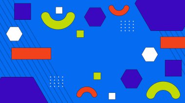 Geometrik şekilli vektör renkli memphis tasarım arka planı