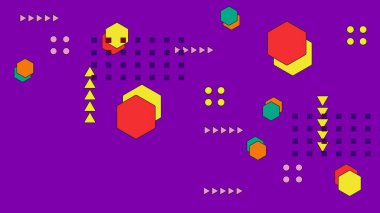 Vektör soyut memphis geometrik biçimli renkli arkaplan