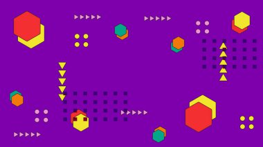 Renkli renkli vektör memphis geometrik arkaplan ve şekiller