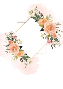 Çiçek ve bitki örtüsü olan turuncu vektör çerçevesi