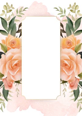 Flora ve çiçekli turuncu zarif suluboya arkaplan