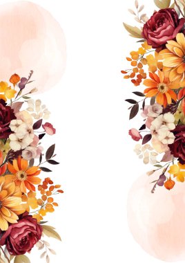 Renkli renkli davetiye arkaplan çiçekli suluboya resim