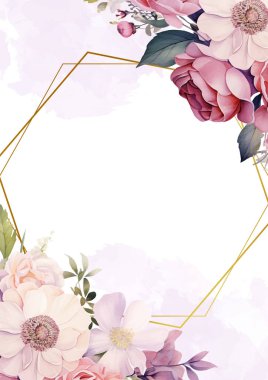 Bej beyaz ve mor menekşe davetiye arkaplan çiçekli suluboya resim