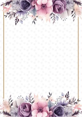 Pembe ve mor renkli modern moda vektör tasarım çerçevesi. Arkaplan sonbahar boho şablonu