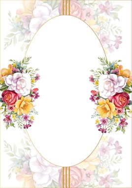 Pembe kırmızı ve sarı vektör gerçekçi altın renkli çiçek ve flora davetiyesi