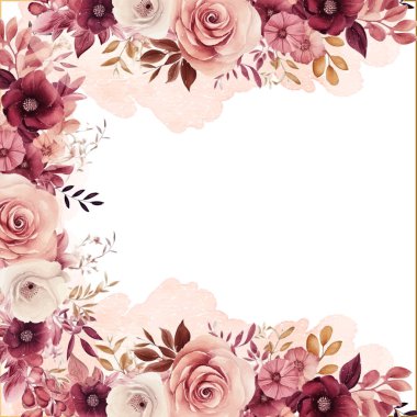 Pembe ve bej renkli modern moda vektör tasarım çerçevesi. Arkaplan sonbahar boho şablonu