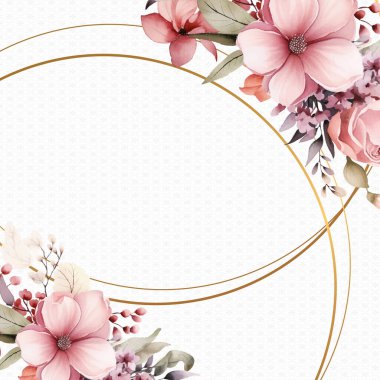Pembe davetiye arkaplan çiçekli suluboya resim