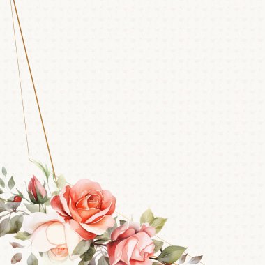 Flora ve çiçekli kırmızı zarif suluboya arkaplan