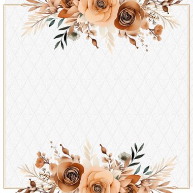 Kahverengi ve bej renkli modern moda vektör tasarımı çerçevesi. Arkaplan sonbahar boho şablonu