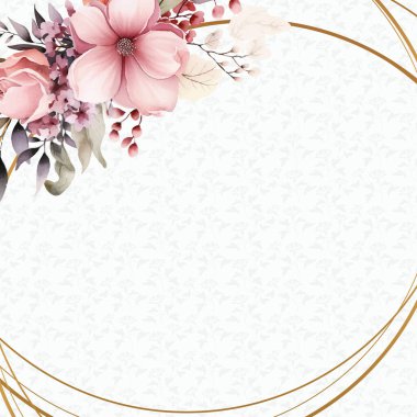 Çiçek ve çiçekli pembe modern arka plan davetiye şablonu