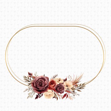 Kırmızı ve bej renkli modern arkaplan çiçekli suluboya davetiyesi