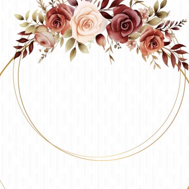 Kahverengi kırmızı ve bej renkli, çiçekli suluboya arkaplan.