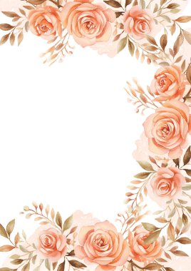 Çiçek ve çiçekli turuncu modern arka plan davet şablonu