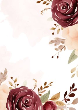 Kırmızı ve bej çelenk arka plan davetiye şablonu çiçek ve flora