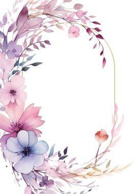 Pembe beyaz ve mavi modern moda vektör tasarım çerçevesi. Arkaplan sonbahar boho şablonu