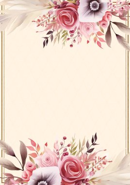 Kırmızı ve pembe modern moda vektör tasarımı çerçevesi. Arkaplan sonbahar boho şablonu