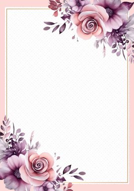 Pembe modern çelenk arka plan davetiye çerçevesi çiçek ve flora ile