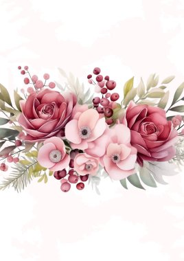 Pembe ve kırmızı vektör gerçekçi altın renkli çiçek ve flora davetiyesi