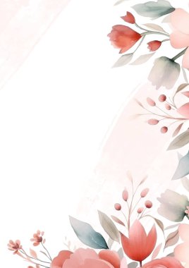 Çiçek ve çiçekli pembe ve beyaz modern arkaplan davet şablonu