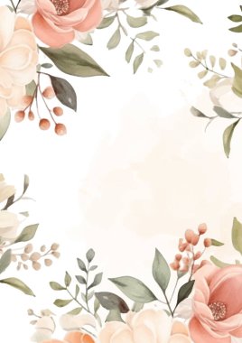 Şeftali beyazı ve bej vektör gerçekçi altın renkli çiçek ve flora davetiyesi