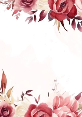 Pembe beyaz ve kırmızı modern moda vektör tasarım çerçevesi. Arkaplan sonbahar boho şablonu